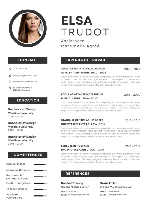 CV Professionnel : "Modèle de CV professionnel pour femmes avec design classique et élégant."