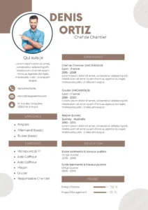 CV Professionnel : "Modèle de CV professionnel pour hommes avec design classique et formel."